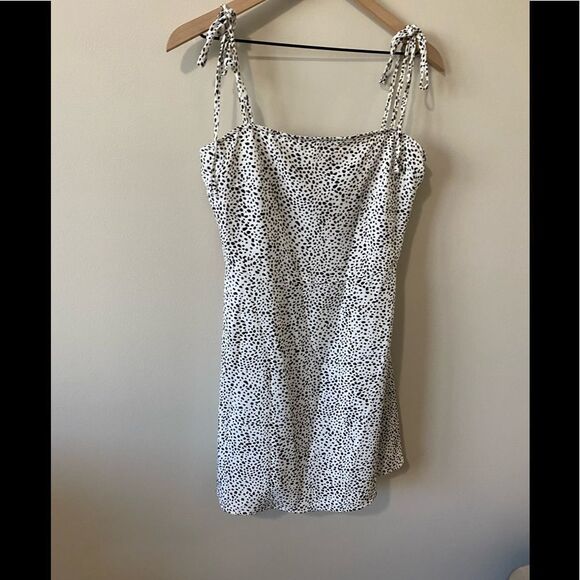 SHEIN Knot Strap Shirred Back Dalmatian Print Slip Dress - Picture 6 of 11